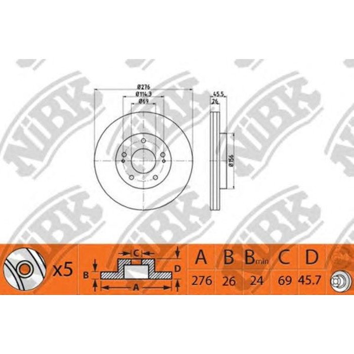 Диск тормозной NIBK RN1365
