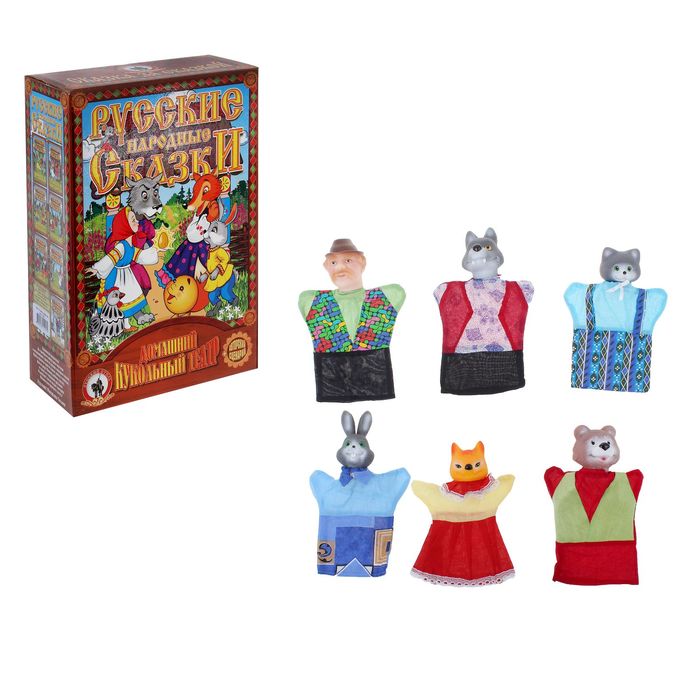 Кукольный театр "Кот и лиса", 6 персонажей