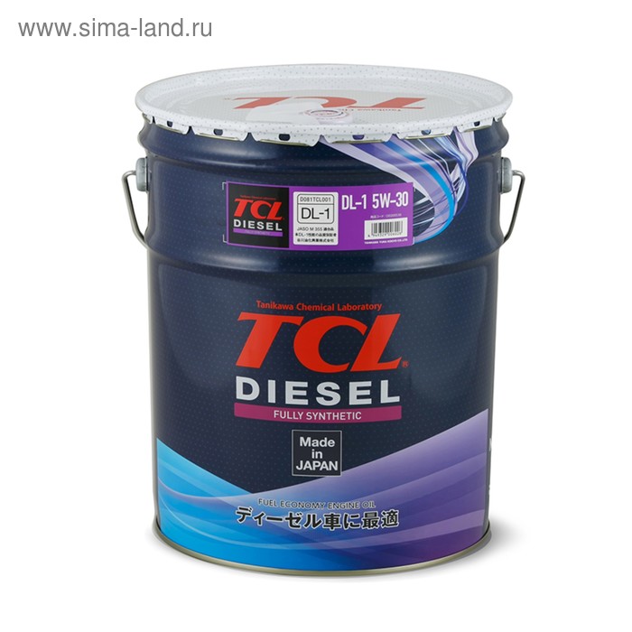 Масло для дизельных двигателей TCL Diesel, Fully Synth, DL-1, 5W30, 20л масло моторное tcl zero line fully synth fuel economy sp gf 6 5w30 1 л
