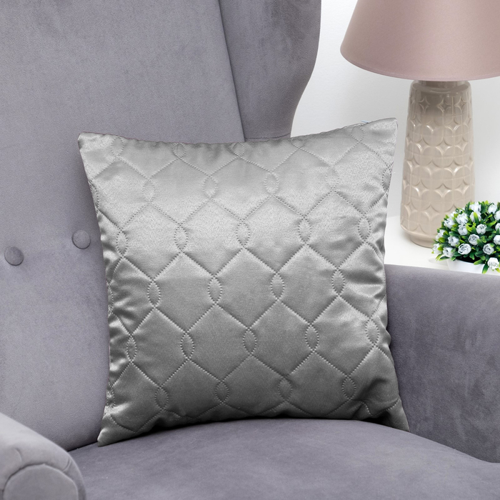 Декоративная наволочка 40х40 см (подушка в подарок) ультрастеп "Этель" Дамаск PEWTER SOLID