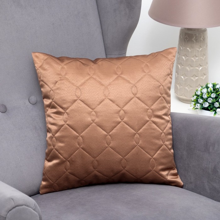 Декоративная наволочка 40х40 см (подушка в подарок) ультрастеп "Этель" Дамаск CAPPUCINO SOLID