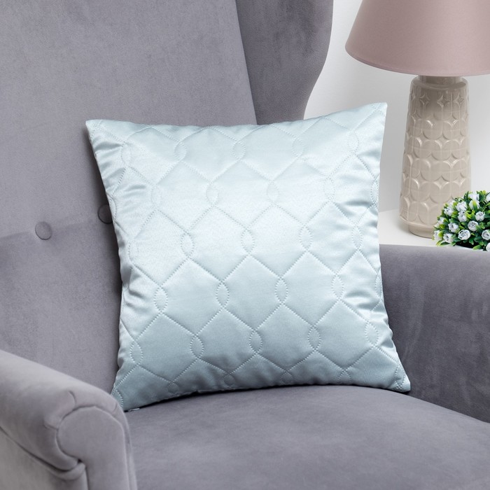 Декоративная наволочка 40х40 см (подушка в подарок) ультрастеп "Этель" Дамаск BLUE CLOUD SOLID