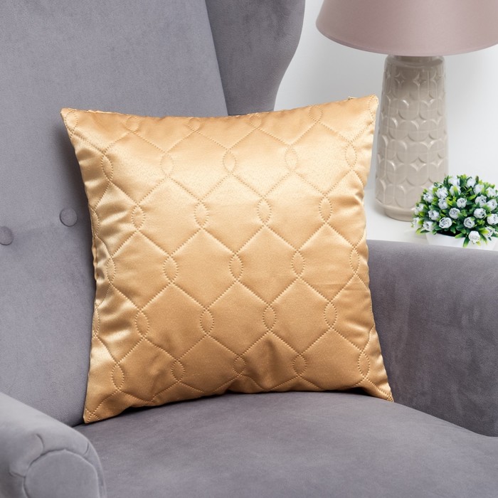 Декоративная наволочка 40х40 см (подушка в подарок) "Этель" Дамаск AMBER SOLID