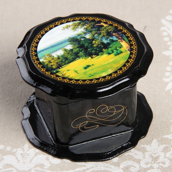 Шкатулка «Летний лес», 9×4,5 см, лаковая миниатюра