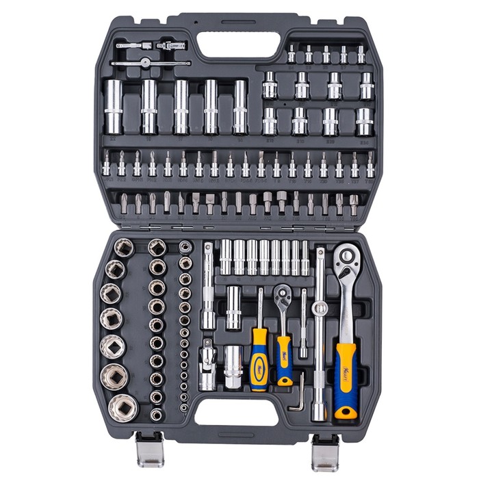 Набор инструмента KRAFT KT700680, 1/2&quot; и 1/4&quot; 12 гр. головки, 4-32 мм, Е4-Е24, 108 пр.