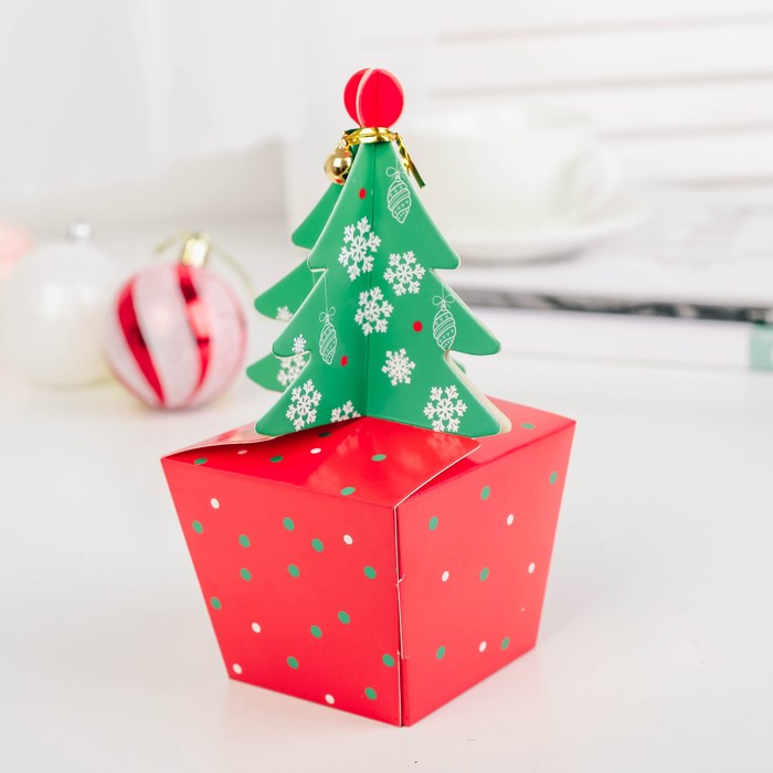 Коробка сборная "Ёлочка", 8 х 8 х 6,5 см