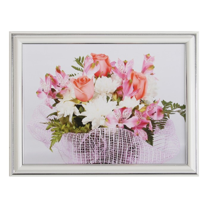 Картина "Букет с розами в сеточке" 26х21 см