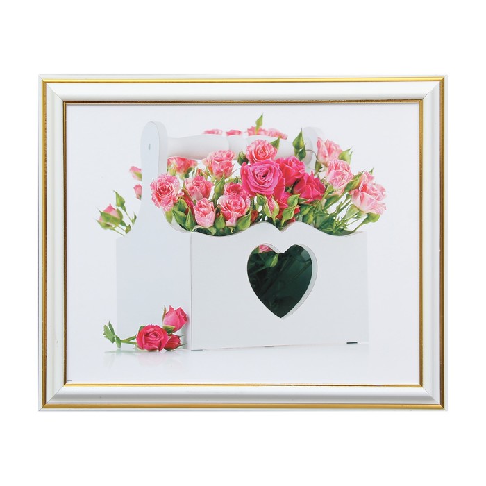 Картина "Кустовые розочки в коробе" 29х24 см