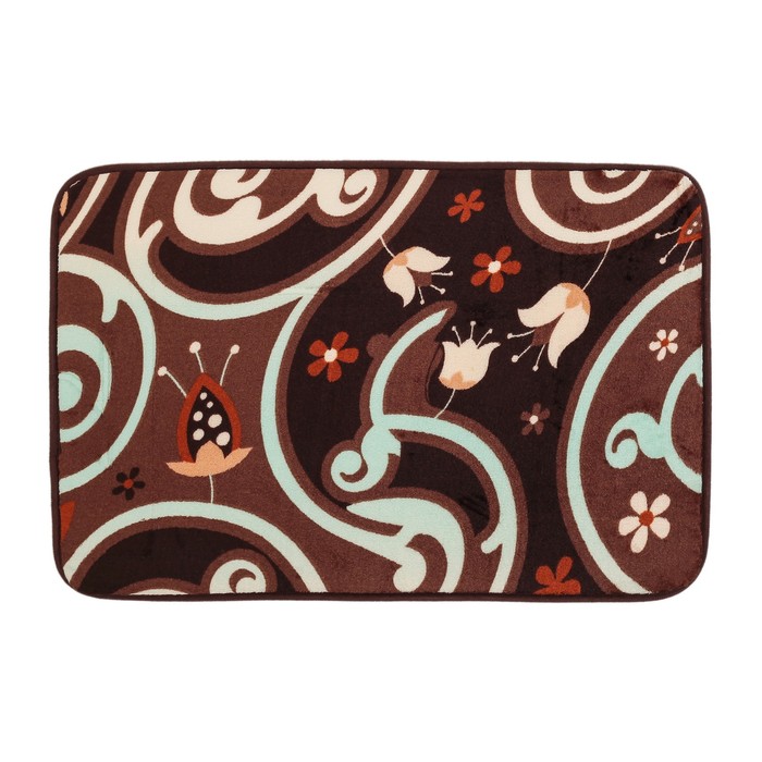 Коврик для ванной "Завитки с цветми"