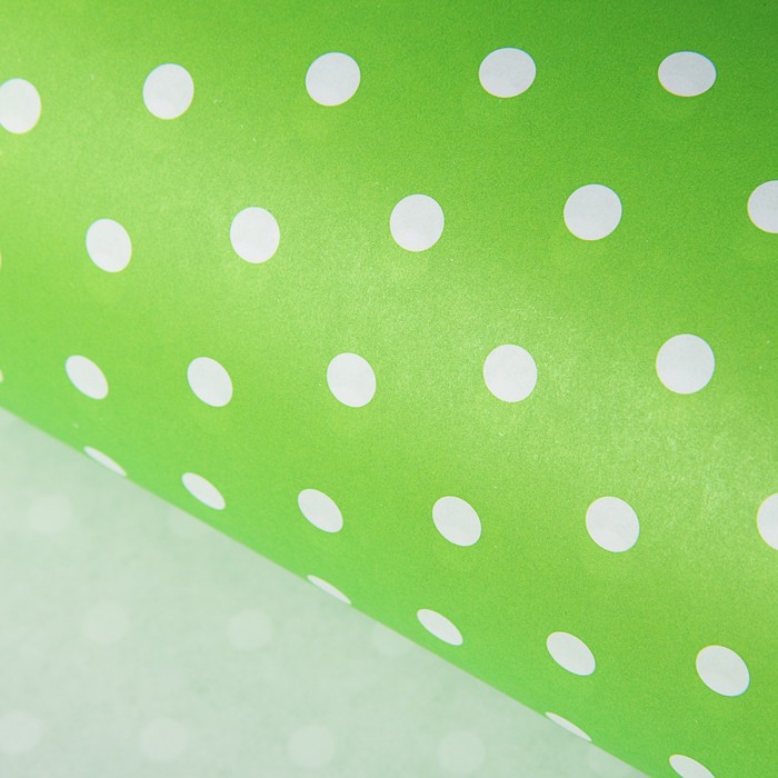 Бумага упаковочная глянцевая "Горох салатовый", 70 х 100 см, 110 г/м2
