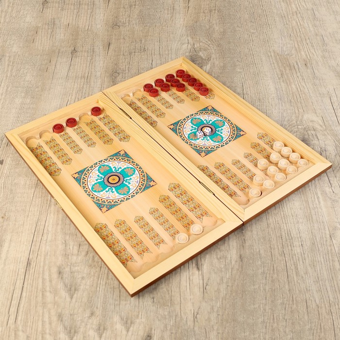 Нарды-шашки "Девушка на пляже" (доска дерево 40х40 см)