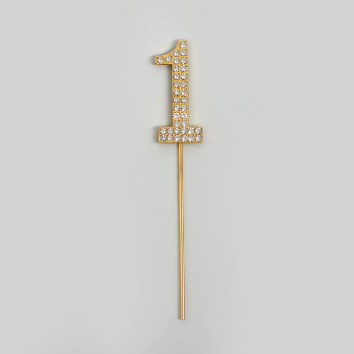 Топпер для торта "1" со стразами, цвет золото