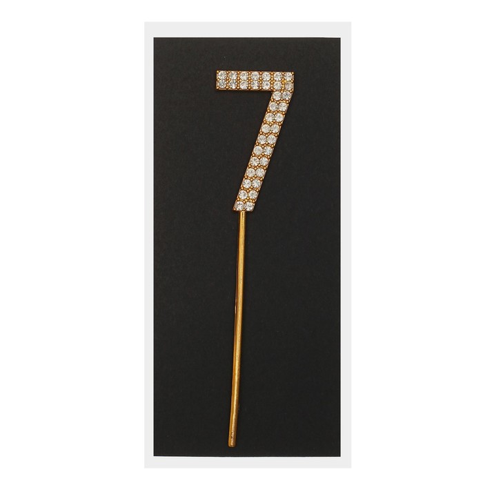 Топпер для торта "7" со стразами, цвет золото