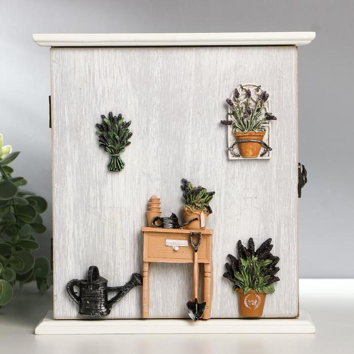 Ключница дерево 6 крючков "Лавандовый сад" 22,5х21х6,5 см