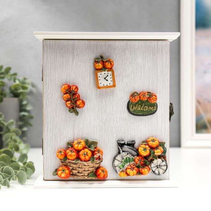 Ключница дерево 6 крючков "Тыквенный рай" 22,5х21х6,5 см