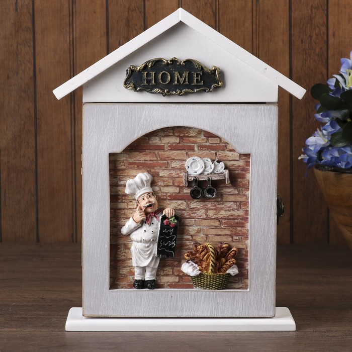 Ключница дерево 6 крючков "Булочник" 28х22х6,3 см