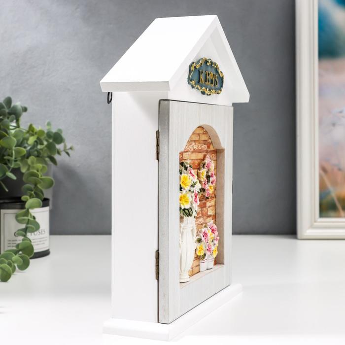 Ключница дерево 6 крючков "Плюмерии" 28х22х6,3 см