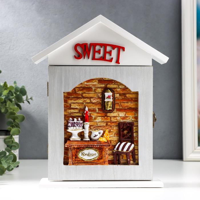 Ключница дерево 6 крючков "Кондитерская" 28х22х6,3 см