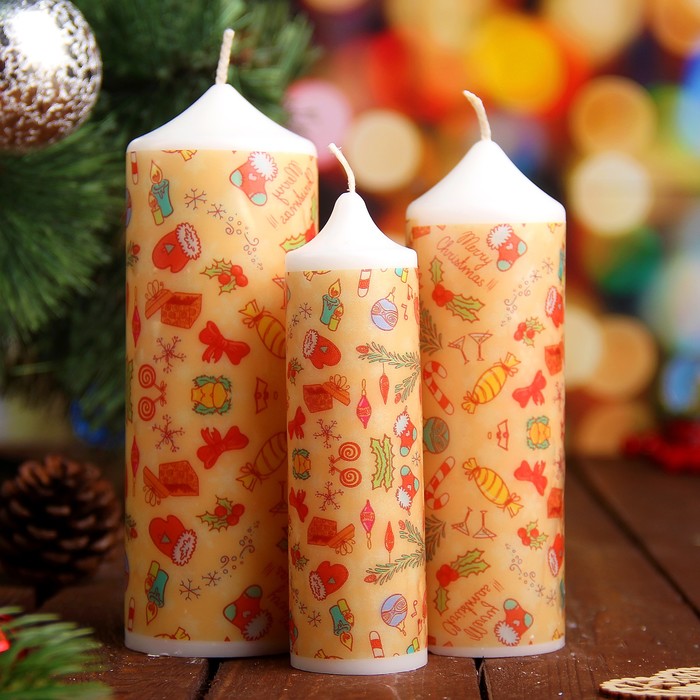 Набор свечей "Merry Christmas" 3 штуки в упаковке