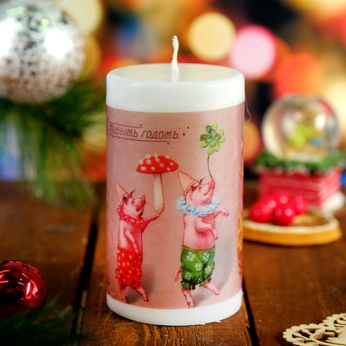 Свеча новогодняя "С Новым Годом" 6х10см