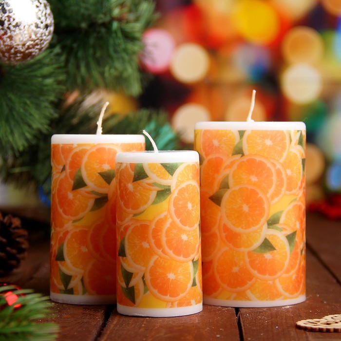 Набор свечей "Сочный апельсин", 3 штуки в упаковке
