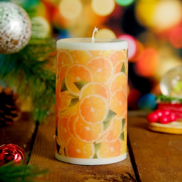 Свеча цилиндр "Сочный апельсин" 7х11см