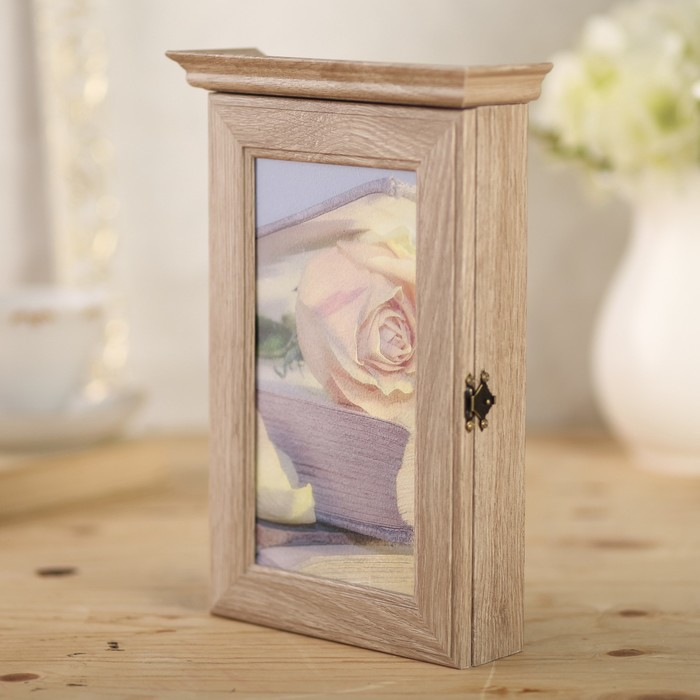 Ключница "Белая роза" янтарь 28,5х20х6 см