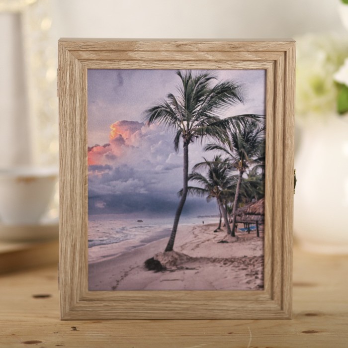 Ключница "Пальмы на берегу" янтарь 30х25х5 см