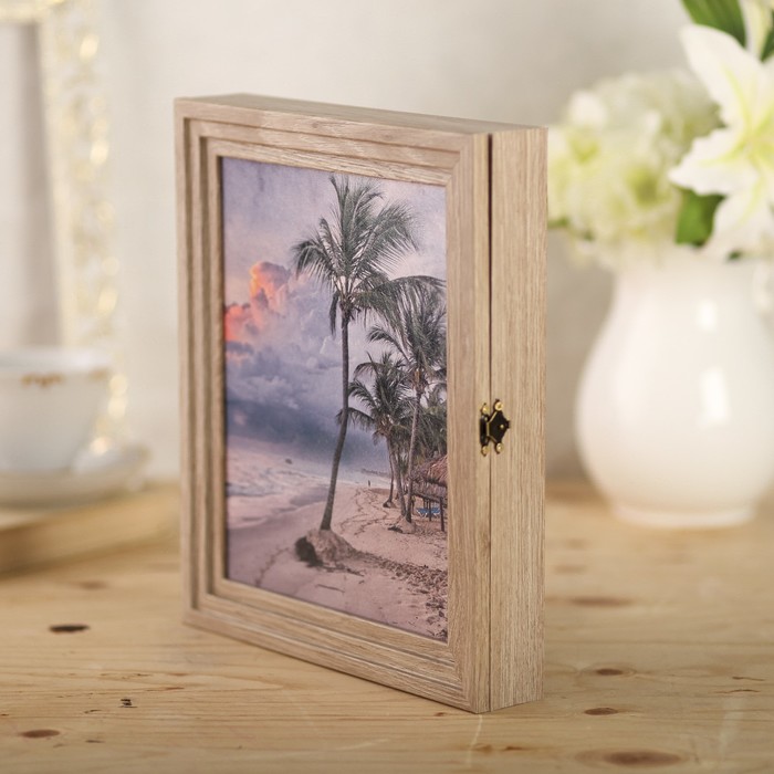 Ключница "Пальмы на берегу" янтарь 30х25х5 см