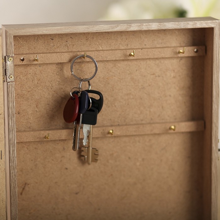 Ключница "Пальмы на берегу" янтарь 30х25х5 см