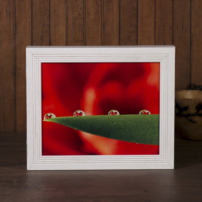 Ключница "Капли на листе" жемчуг 30х25х5 см