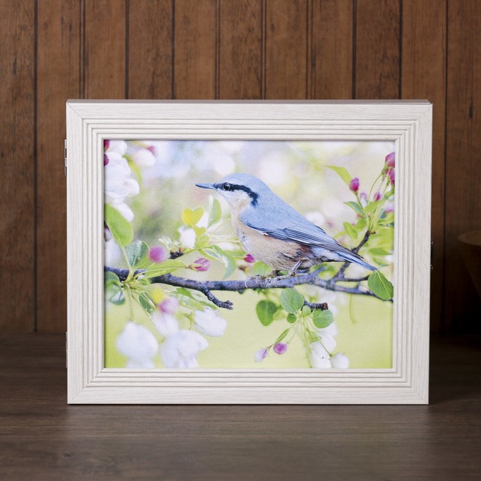 Ключница "Птичка на ветке" жемчуг 30х25х5 см