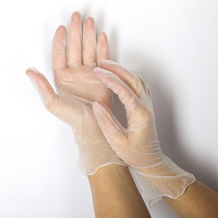 Перчатки из полимерной пленки, виниловые, 10 шт, размер М