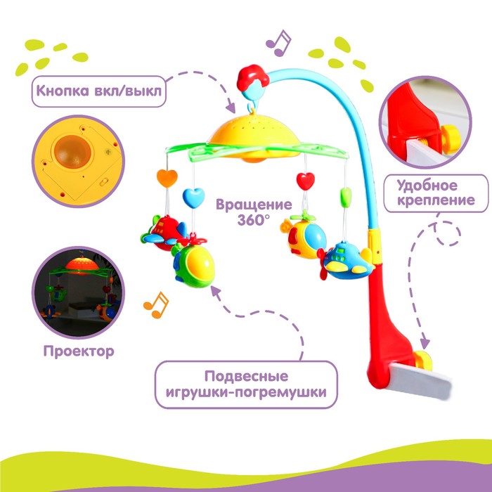 Мобиль музыкальный «Самолёты, вертолёты» с проектором