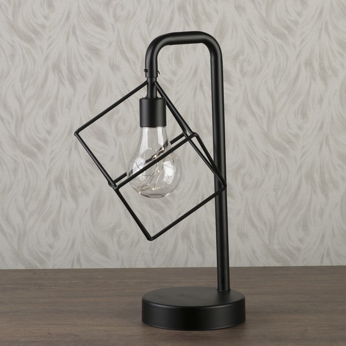 Светильник настольный "Куб" LED 3хААА черный 18х22,5х33,5см