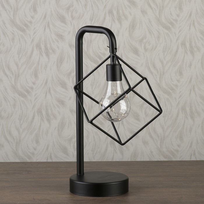 Светильник настольный "Куб" LED 3хААА черный 18х22,5х33,5см