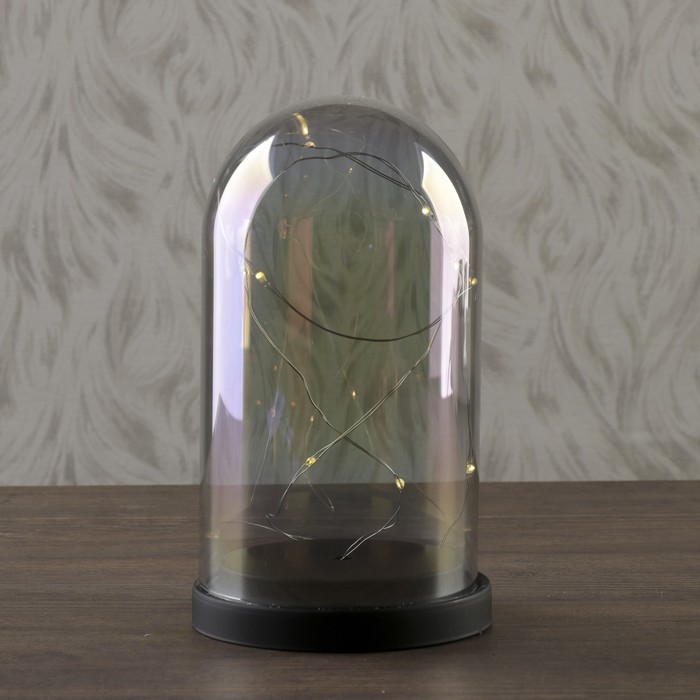 Светильник настольный "Колба" LED 2хАА черный 11х11х19см