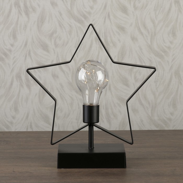 Светильник настольный "Звезда" LED 3хААА черный 12х20х29см