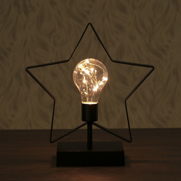 Светильник настольный "Звезда" LED 3хААА черный 12х20х29см