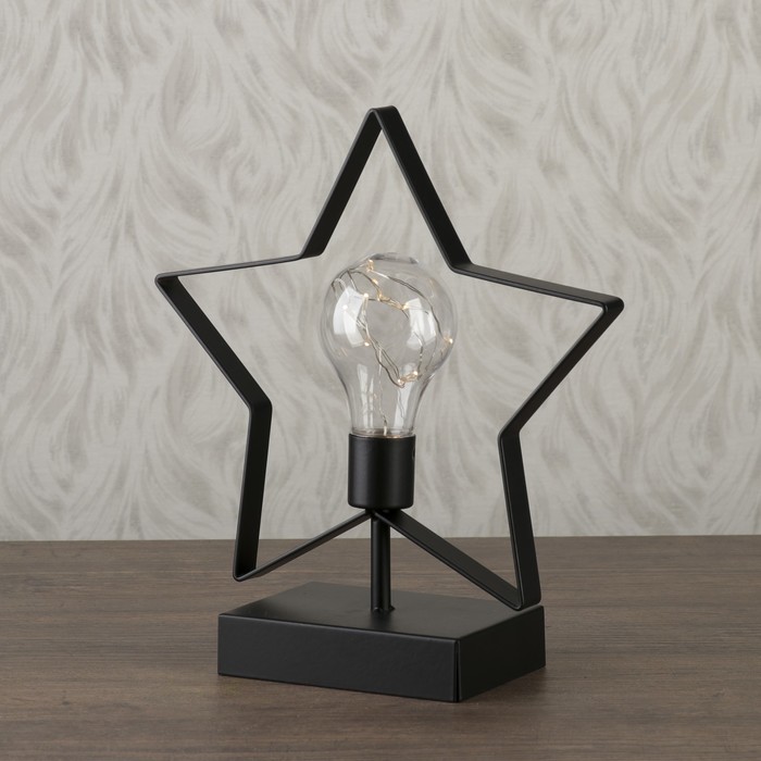 Светильник настольный "Звезда" LED 3хААА черный 12х20х29см