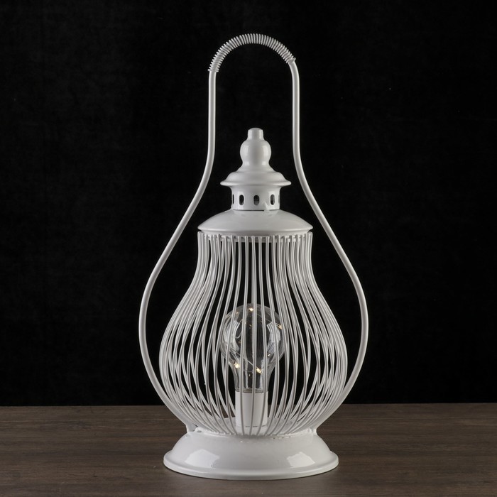 Светильник настольный "Старая лампа" LED 3хАА белый 16х20х38см