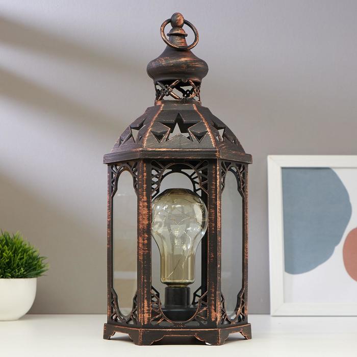 Светильник настольный "Восточный фонарь" LED 3хААА черный 16х18,5х41,5см