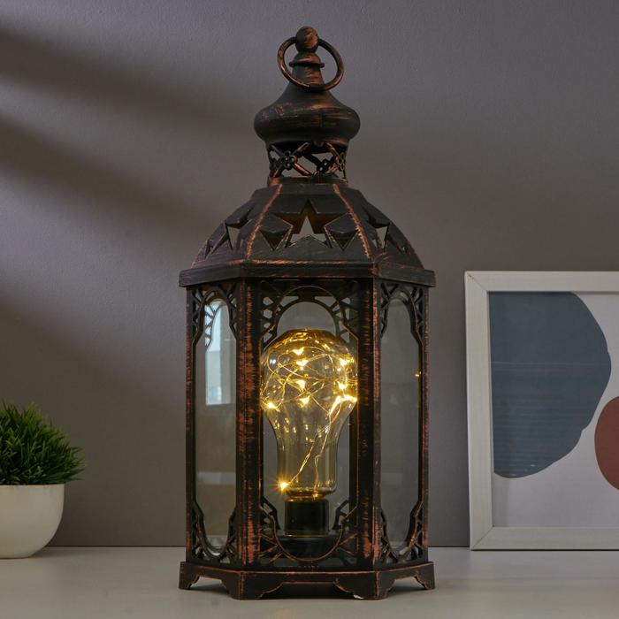 Светильник настольный "Восточный фонарь" LED 3хААА черный 16х18,5х41,5см