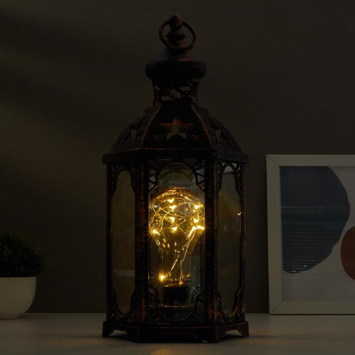 Светильник настольный "Восточный фонарь" LED 3хААА черный 16х18,5х41,5см