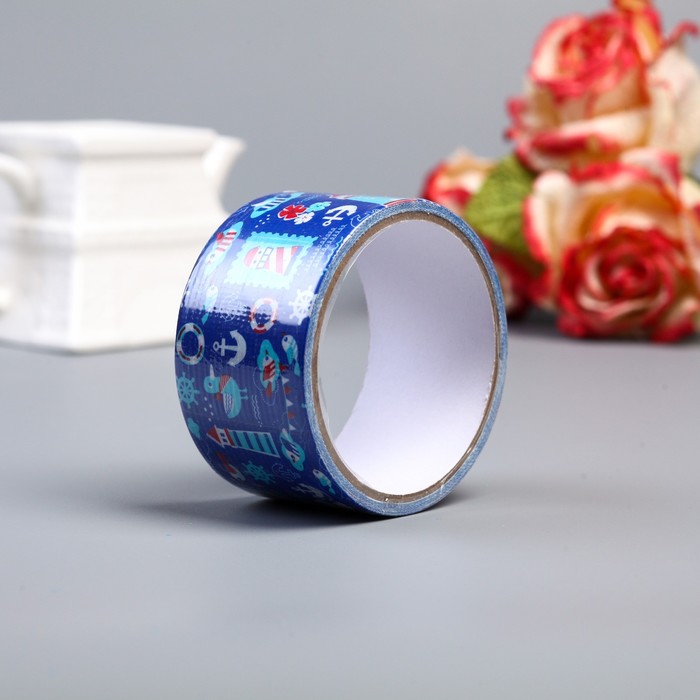 Клейкая лента декоративная пластик "Морской пейзаж" ширина 4,8 см намотка 5 метров