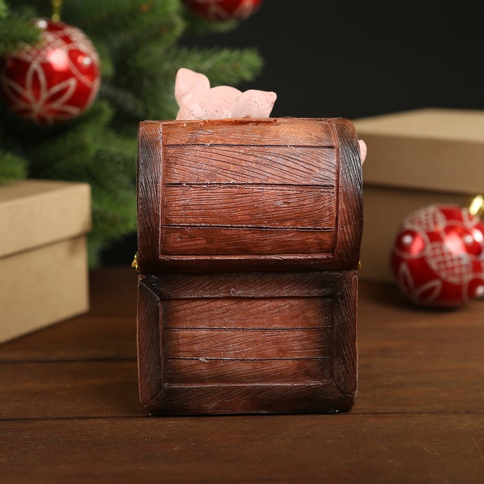 Копилка полистоун "Две свинки в сундуке с золотом и драгоценностями" МИКС 14х9,5х7,5 см