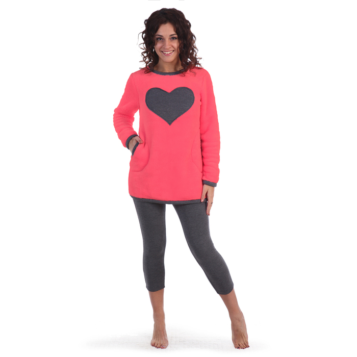 Комплект женский (джемпер, майка, бриджи) Каролина цвет коралловый, р-р 50