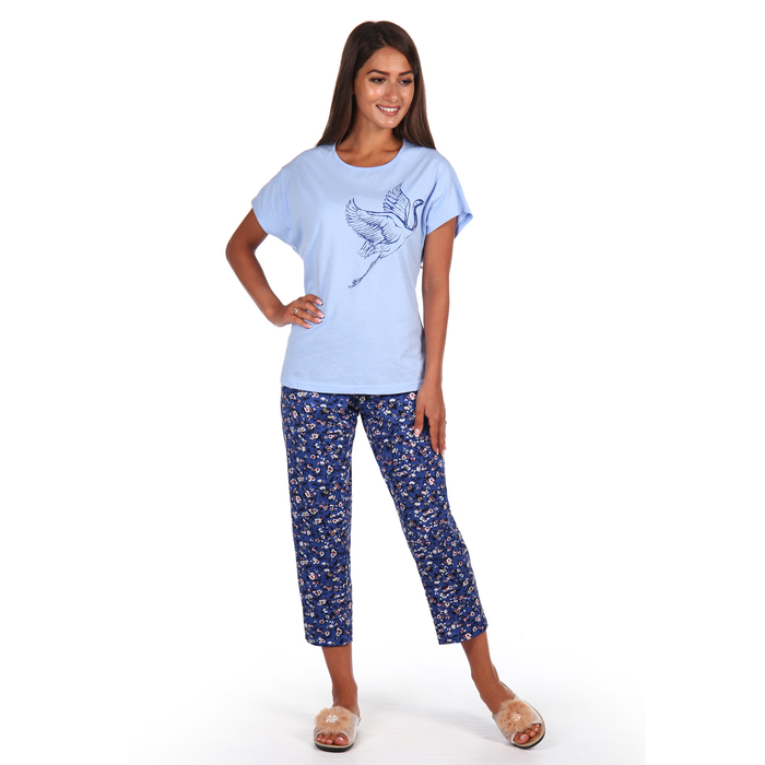 Комплект женский (футболка, бриджи) Есения цвет голубой, р-р 48