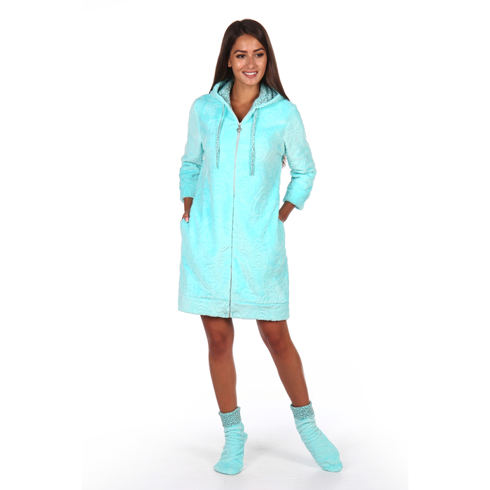 Комплект женский (халат. носки) Зефир цвет мята, р-р 46