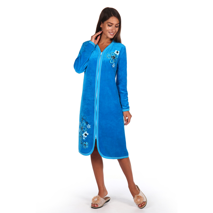 Халат женский на молнии Мелисса цвет бирюзовый, р-р 50